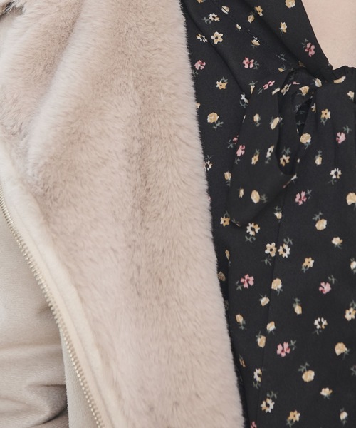 OLIVE des OLIVE（オリーブデオリーブ）の「フェイクムートン ライダースジャケット（ライダースジャケット・レディース・ピンク/キャメル/ライトベージュ・FREE）」の10枚目の写真