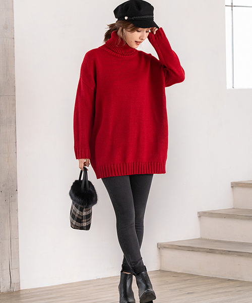 fifth（フィフス）の「オフタートルオーバーサイズニット（ニット/セーター・レディース・レッド/イエロー/グリーン/ブラウン・MEDIUM）」の5枚目の写真