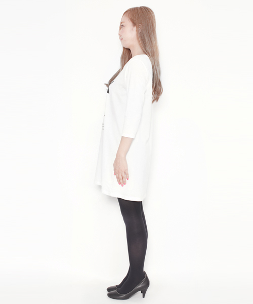 X-girl（エックスガール）の「No.X H/S TEE DRESS（ワンピース・レディース・ブラック/チャコールグレー/ホワイト・2/1）」の4枚目の写真