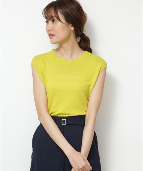 NATURAL BEAUTY BASIC（ナチュラルビューティーベーシック）の「ウォッシャブルリネンプルオーバー（ニット/セーター・レディース・ベージュ/ブラウン/イエロー/ブルー・MEDIUM）」の7枚目の写真