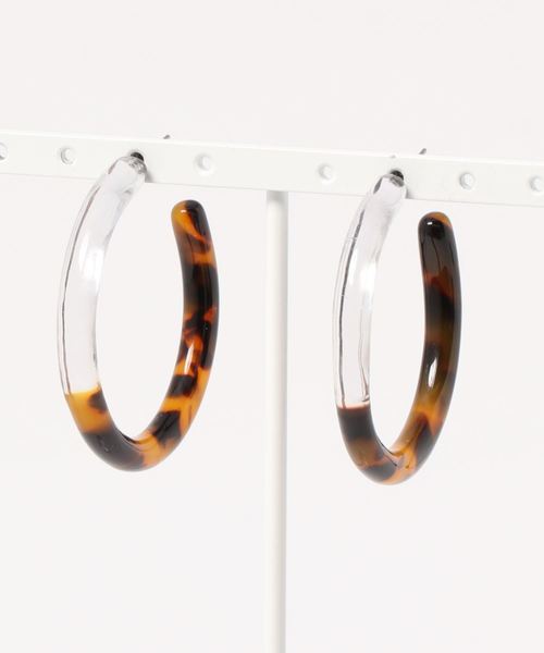 LOWRYS FARM（ローリーズファーム）の「バイカラーフープピアス　848960（ピアス（両耳用）・レディース・ブラウン/アイボリー/ブルー・FREE）」の2枚目の写真