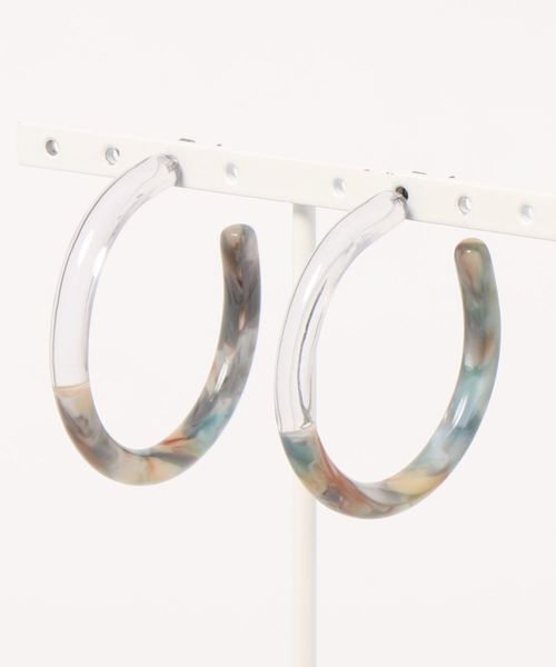 LOWRYS FARM（ローリーズファーム）の「バイカラーフープピアス　848960（ピアス（両耳用）・レディース・ブラウン/アイボリー/ブルー・FREE）」の3枚目の写真