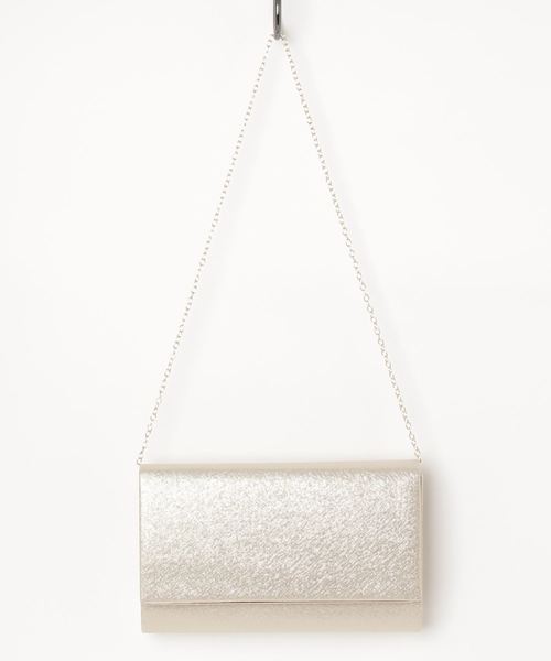 prendre la joie(プレンドレラジョア)の「【Prendre la joie】<結婚式やパーティーに>キラキラ合皮ラスリムバーパーティバック(クラッチバッグ)」|イエローゴールド
