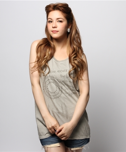 goa（ゴア）の「Cross The Ocean ﾉｰｽﾘｰﾌﾞTOPS（Tシャツ/カットソー・レディース・ホワイト/グレー/グレー系その他/ブルー系その他・FREE）」の4枚目の写真