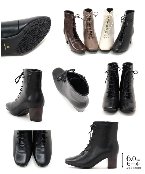 SESTO（セスト）の「リアルウッドヒールのスクエアトゥレースアップブーツ（ブーツ・レディース・ブラック/ダークブラウン/グレイッシュベージュ/アイボリー・LL/3L/S/M/L）」の22枚目の写真