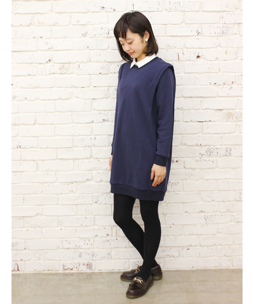 Kastane(カスタネ)の「【Kastane】重ね着風裏毛ワンピース(ワンピース・レディース・グレー/ネイビー/レッド・FREE)」の3枚目の写真