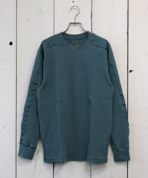 GREEN BOWL(グリーンボウル)の「GREEN BOWL Rib Pleat Long Sleeve T-shirts/グリーンボウル リブ プリーツ ロング スリーブ Tシャツ(Tシャツ/カットソー・メンズ・グリーン/オフホワイト・38/40)」の7枚目の写真