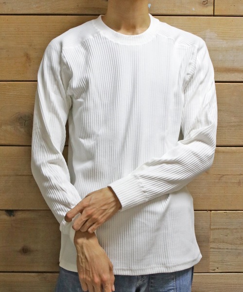 GREEN BOWL(グリーンボウル)の「GREEN BOWL Rib Pleat Long Sleeve T-shirts/グリーンボウル リブ プリーツ ロング スリーブ Tシャツ(Tシャツ/カットソー・メンズ・グリーン/オフホワイト・38/40)」の12枚目の写真