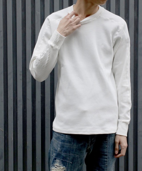 GREEN BOWL(グリーンボウル)の「GREEN BOWL Rib Pleat Long Sleeve T-shirts/グリーンボウル リブ プリーツ ロング スリーブ Tシャツ(Tシャツ/カットソー・メンズ・グリーン/オフホワイト・38/40)」の14枚目の写真