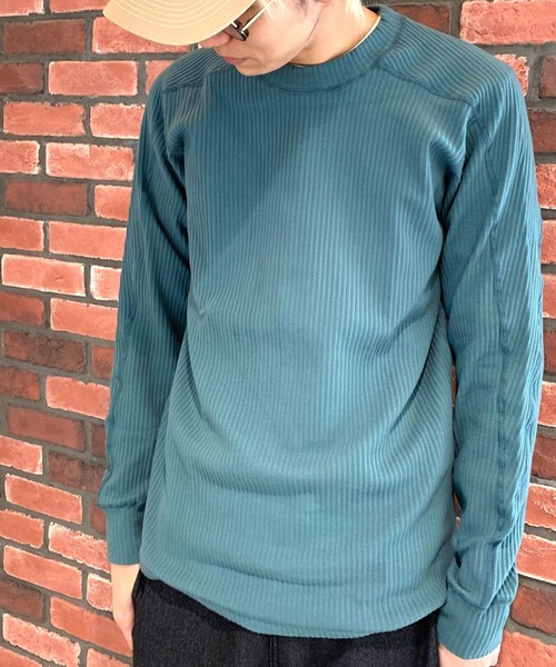 GREEN BOWL(グリーンボウル)の「GREEN BOWL Rib Pleat Long Sleeve T-shirts/グリーンボウル リブ プリーツ ロング スリーブ Tシャツ(Tシャツ/カットソー・メンズ・グリーン/オフホワイト・38/40)」の15枚目の写真