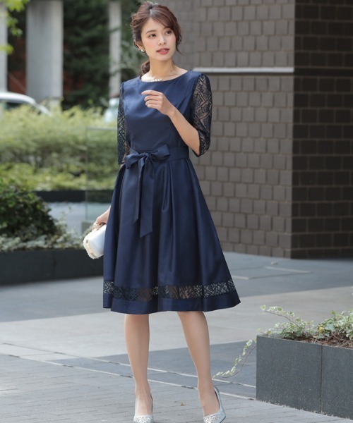 ドレス 二次会 レース ワンピース ウエスト Port ポート のファッション 二次会 ドレス ウエスト フォーマル ポート パーティー Port 結婚式 リボン
