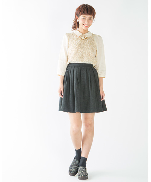 mystic（ミスティック）の「ウールタックスカート（スカート・レディース・ブラック/ピンク/ネイビー/グレー/チャコールグレー・ﾌﾘ-）」の13枚目の写真