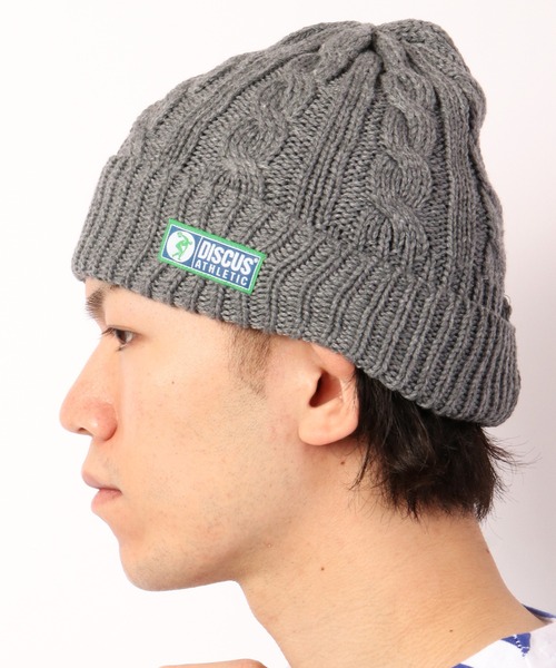 DISCUS（ディスカス）の「【DISCUS】ワンポイント ケーブルニットキャップ（ニットキャップ/ビーニー・メンズ・オリーブドラブ/オフホワイト/ブラック/ネイビー/グレー/ワイン・FREE）」の15枚目の写真