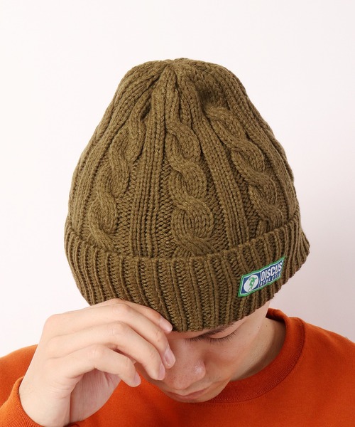 DISCUS（ディスカス）の「【DISCUS】ワンポイント ケーブルニットキャップ（ニットキャップ/ビーニー・メンズ・オリーブドラブ/オフホワイト/ブラック/ネイビー/グレー/ワイン・FREE）」の20枚目の写真