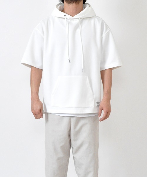 UP START（アップスタート）の「ポンチルーズシルエットハーフスリーブプルオーバーパーカー（パーカー・メンズ・グレイッシュベージュ/スモークピンク/グレー/ホワイト・MEDIUM/LARGE）」の12枚目の写真