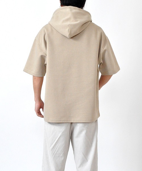 UP START（アップスタート）の「ポンチルーズシルエットハーフスリーブプルオーバーパーカー（パーカー・メンズ・グレイッシュベージュ/スモークピンク/グレー/ホワイト・MEDIUM/LARGE）」の13枚目の写真