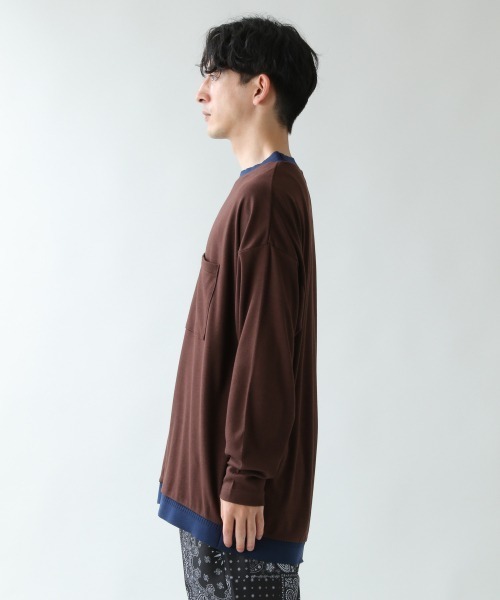 RAGEBLUE(レイジブルー)の「ポンチリブスーパーBIGロンT/894102(Tシャツ/カットソー・メンズ・ホワイト/ブラック/ブラウン・FREE)」の11枚目の写真