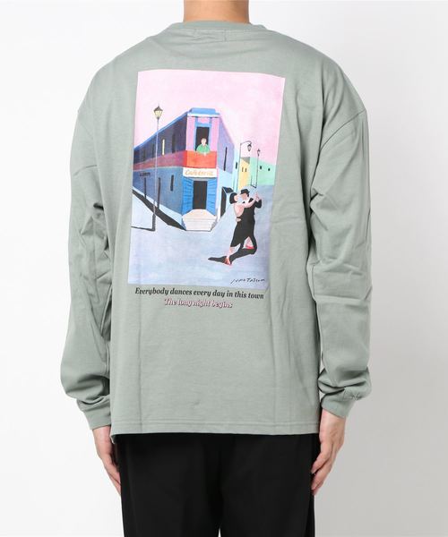 BACK NUMBER（バックナンバー）の「【BACK NUMBER】手書き風イラストロンＴ（Tシャツ/カットソー・メンズ・ケリー/ベージュ/ホワイト・M/L/XL）」の6枚目の写真