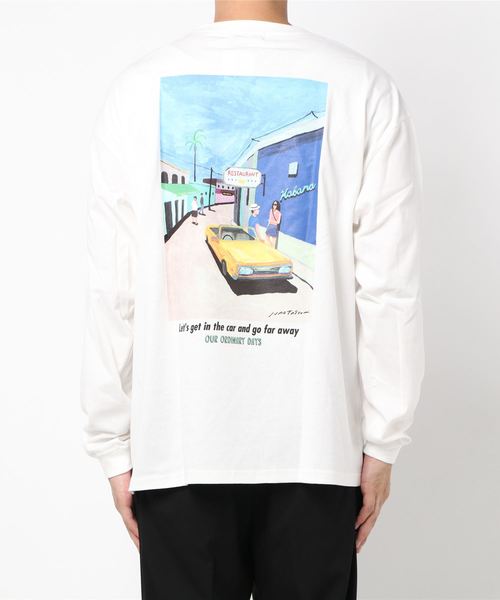 BACK NUMBER（バックナンバー）の「【BACK NUMBER】手書き風イラストロンＴ（Tシャツ/カットソー・メンズ・ケリー/ベージュ/ホワイト・M/L/XL）」の5枚目の写真