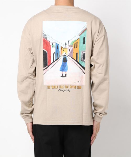 BACK NUMBER（バックナンバー）の「【BACK NUMBER】手書き風イラストロンＴ（Tシャツ/カットソー・メンズ・ケリー/ベージュ/ホワイト・M/L/XL）」の7枚目の写真