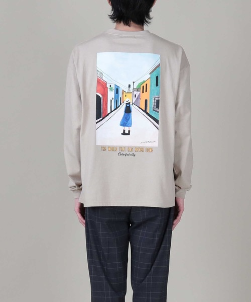 BACK NUMBER（バックナンバー）の「【BACK NUMBER】手書き風イラストロンＴ（Tシャツ/カットソー・メンズ・ケリー/ベージュ/ホワイト・M/L/XL）」の16枚目の写真