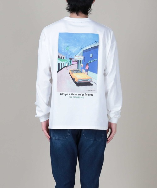 BACK NUMBER（バックナンバー）の「【BACK NUMBER】手書き風イラストロンＴ（Tシャツ/カットソー・メンズ・ケリー/ベージュ/ホワイト・M/L/XL）」の9枚目の写真