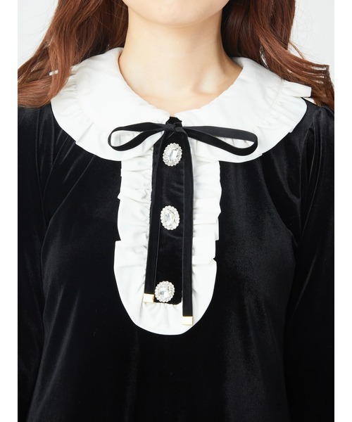 Ank ワンピースビジューボタンベロアワンピース ワンピース Ank Rouge アンクルージュ のファッション