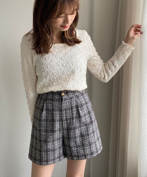 MAJESTIC LEGON（マジェスティックレゴン）の「レトロショートパンツ（その他パンツ・レディース・ブラウン系その他2/ブラウン/ブラック系その他/ブラック・MEDIUM）」の3枚目の写真