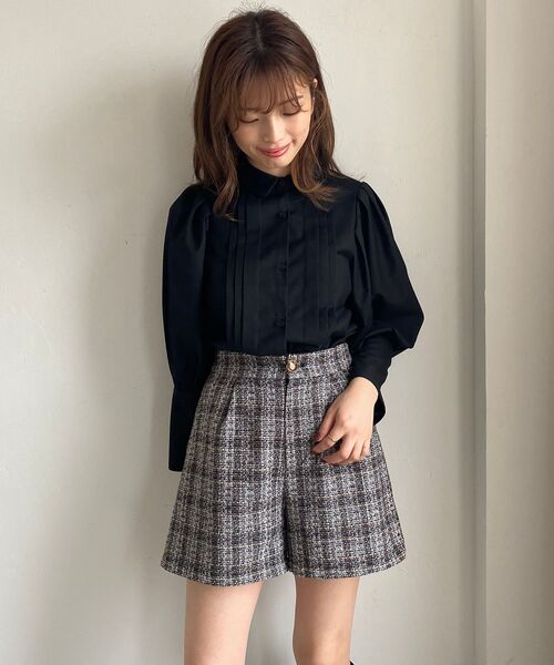 MAJESTIC LEGON（マジェスティックレゴン）の「レトロショートパンツ（その他パンツ・レディース・ブラウン系その他2/ブラウン/ブラック系その他/ブラック・MEDIUM）」の5枚目の写真