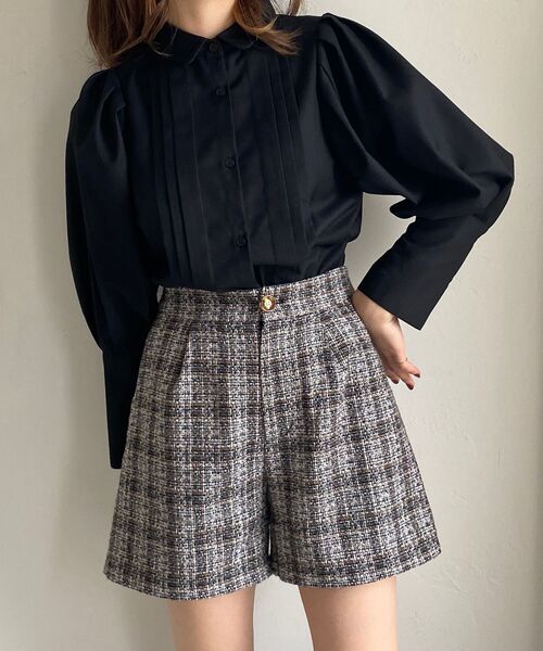 MAJESTIC LEGON（マジェスティックレゴン）の「レトロショートパンツ（その他パンツ・レディース・ブラウン系その他2/ブラウン/ブラック系その他/ブラック・MEDIUM）」の6枚目の写真