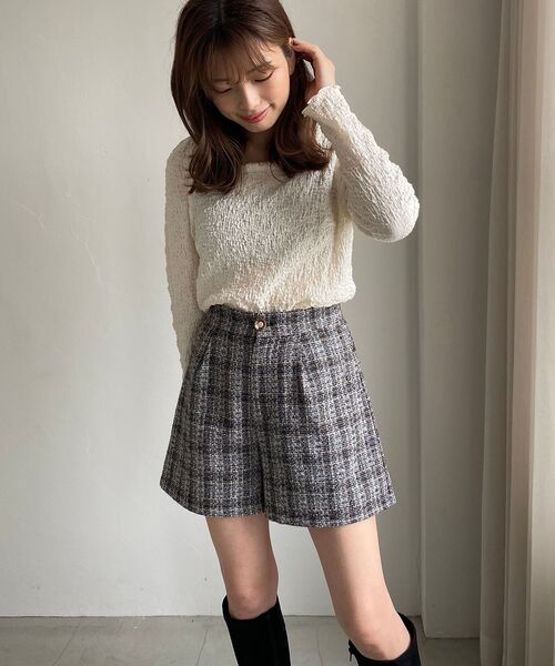 MAJESTIC LEGON（マジェスティックレゴン）の「レトロショートパンツ（その他パンツ・レディース・ブラウン系その他2/ブラウン/ブラック系その他/ブラック・MEDIUM）」の7枚目の写真