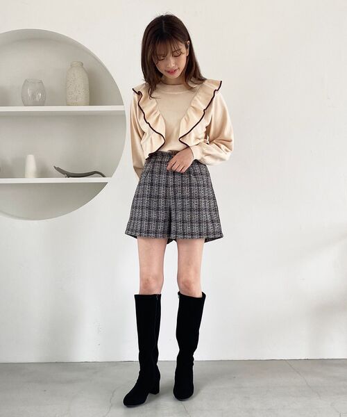 MAJESTIC LEGON（マジェスティックレゴン）の「レトロショートパンツ（その他パンツ・レディース・ブラウン系その他2/ブラウン/ブラック系その他/ブラック・MEDIUM）」の8枚目の写真