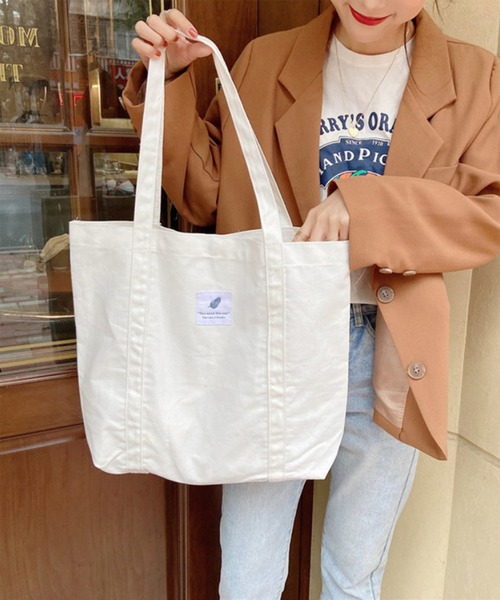 aimoha(アイモハ)の「キャンバス ロゴ トートバッグ(トートバッグ・レディース・ブラック/チョコ/グリーン/ピンク系その他/ピンク系その他2/ホワイト/イエロー/ライトブルー・FREE)」の2枚目の写真