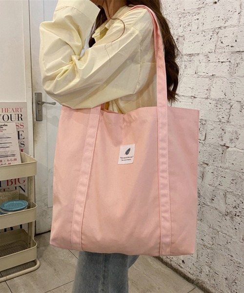 aimoha(アイモハ)の「キャンバス ロゴ トートバッグ(トートバッグ・レディース・ブラック/チョコ/グリーン/ピンク系その他/ピンク系その他2/ホワイト/イエロー/ライトブルー・FREE)」の8枚目の写真