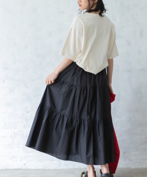 Mysa&Liina（ミーサリーナ）の「ティアードロングスカート（スカート・レディース・ブラック/オフホワイト/ブルー・M）」の3枚目の写真