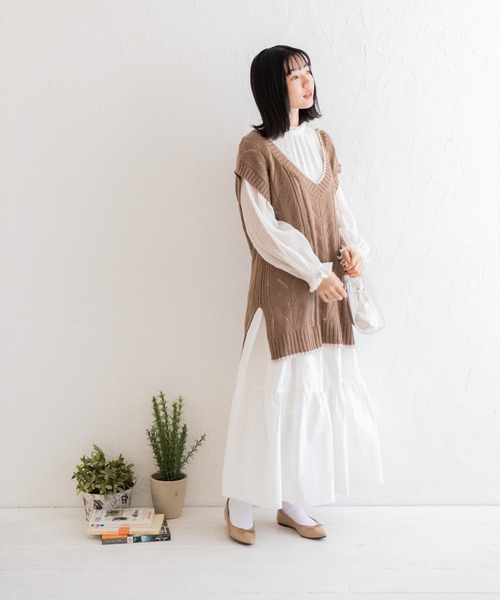 Mysa&Liina（ミーサリーナ）の「ティアードロングスカート（スカート・レディース・ブラック/オフホワイト/ブルー・M）」の4枚目の写真