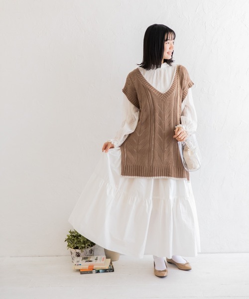 Mysa&Liina（ミーサリーナ）の「ティアードロングスカート（スカート・レディース・ブラック/オフホワイト/ブルー・M）」の5枚目の写真