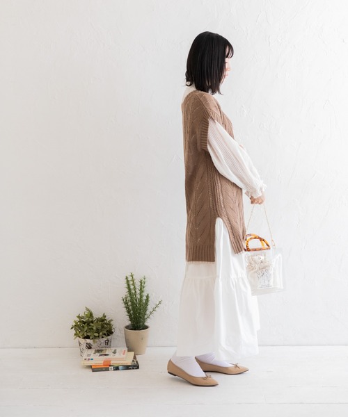 Mysa&Liina（ミーサリーナ）の「ティアードロングスカート（スカート・レディース・ブラック/オフホワイト/ブルー・M）」の6枚目の写真