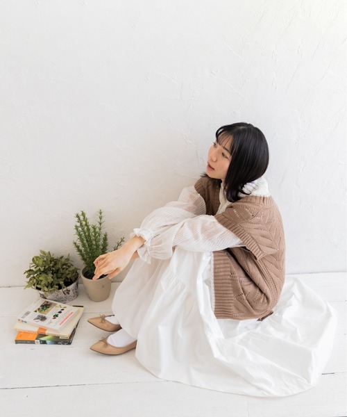 Mysa&Liina（ミーサリーナ）の「ティアードロングスカート（スカート・レディース・ブラック/オフホワイト/ブルー・M）」の7枚目の写真