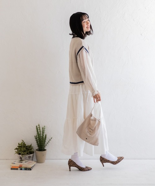 Mysa&Liina（ミーサリーナ）の「ティアードロングスカート（スカート・レディース・ブラック/オフホワイト/ブルー・M）」の13枚目の写真