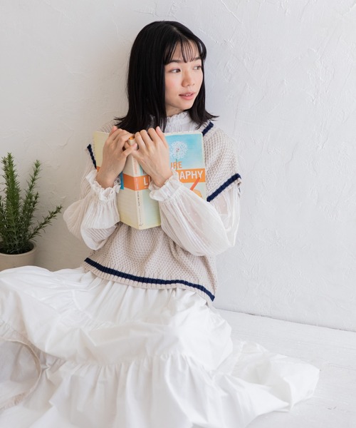 Mysa&Liina（ミーサリーナ）の「ティアードロングスカート（スカート・レディース・ブラック/オフホワイト/ブルー・M）」の15枚目の写真