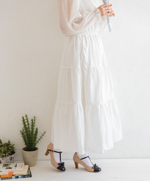 Mysa&Liina（ミーサリーナ）の「ティアードロングスカート（スカート・レディース・ブラック/オフホワイト/ブルー・M）」の20枚目の写真