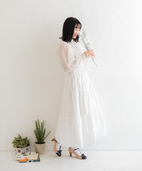 Mysa&Liina（ミーサリーナ）の「ティアードロングスカート（スカート・レディース・ブラック/オフホワイト/ブルー・M）」の21枚目の写真