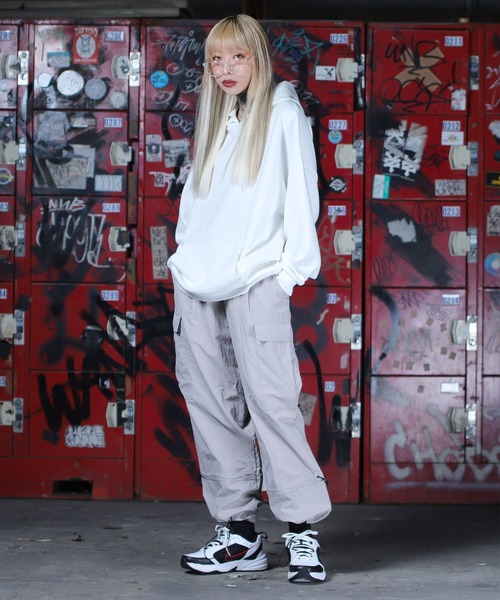 G.O.C（ジーオーシー）の「ツインドローナイロンワイドカーゴパンツ（カーゴパンツ・メンズ・グレー/ブラック/カーキ/ホワイト・LARGE/MEDIUM）」の9枚目の写真