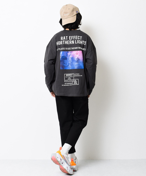 RAT EFFECT（ラットエフェクト）の「フォトプリントロングTシャツ（Tシャツ/カットソー・キッズ・ベージュ/ブラック/チャコールグレー/ライトグレー/グリーン/オフホワイト・120/140/160/150/130/170）」の19枚目の写真