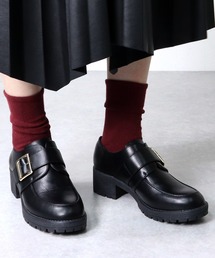 AAA+（サンエープラス）の「AAA   マニッシュ ワンベルトバックル厚底ローファー(3583)（ローファー）」