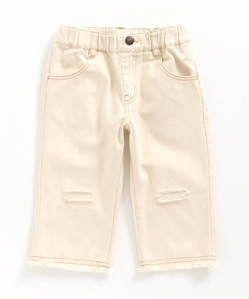 BREEZE（ブリーズ）の「フリンジストレートデニム 8分丈（デニムパンツ・キッズ・オフホワイト/ブルー/サックスブルー・90/100/110/120/130/140/150）」の6枚目の写真