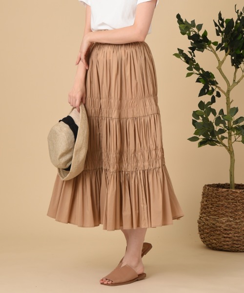 セール スカート Interplanet インタープラネット のスカート シャーリングデザインマキシスカート スカート スカート Interplanet インタープラネット のファッション ａｎａｎａ 人気販売店