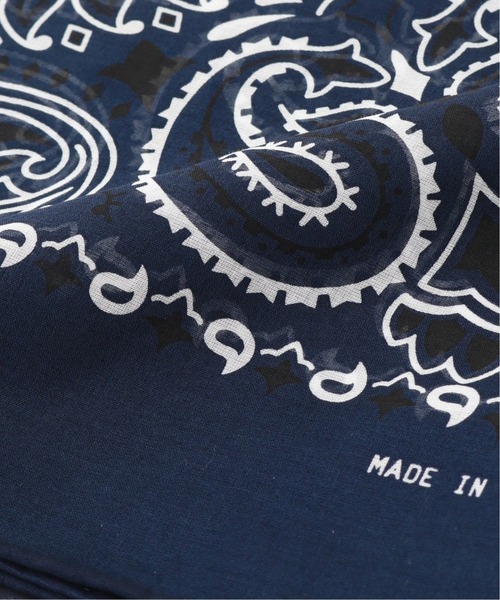 manipuri ネイビー ペイズリー スカーフ manipuri ペイズリーモチーフ バンダナ シルク スカーフ / 23区