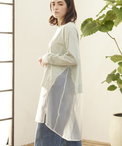 MATCH&more(マッチアンドモア)の「シアーシャツレイヤード風チュニック(シャツ/ブラウス・レディース・ライトブルー/ブラック/オフホワイト・FREE)」の3枚目の写真